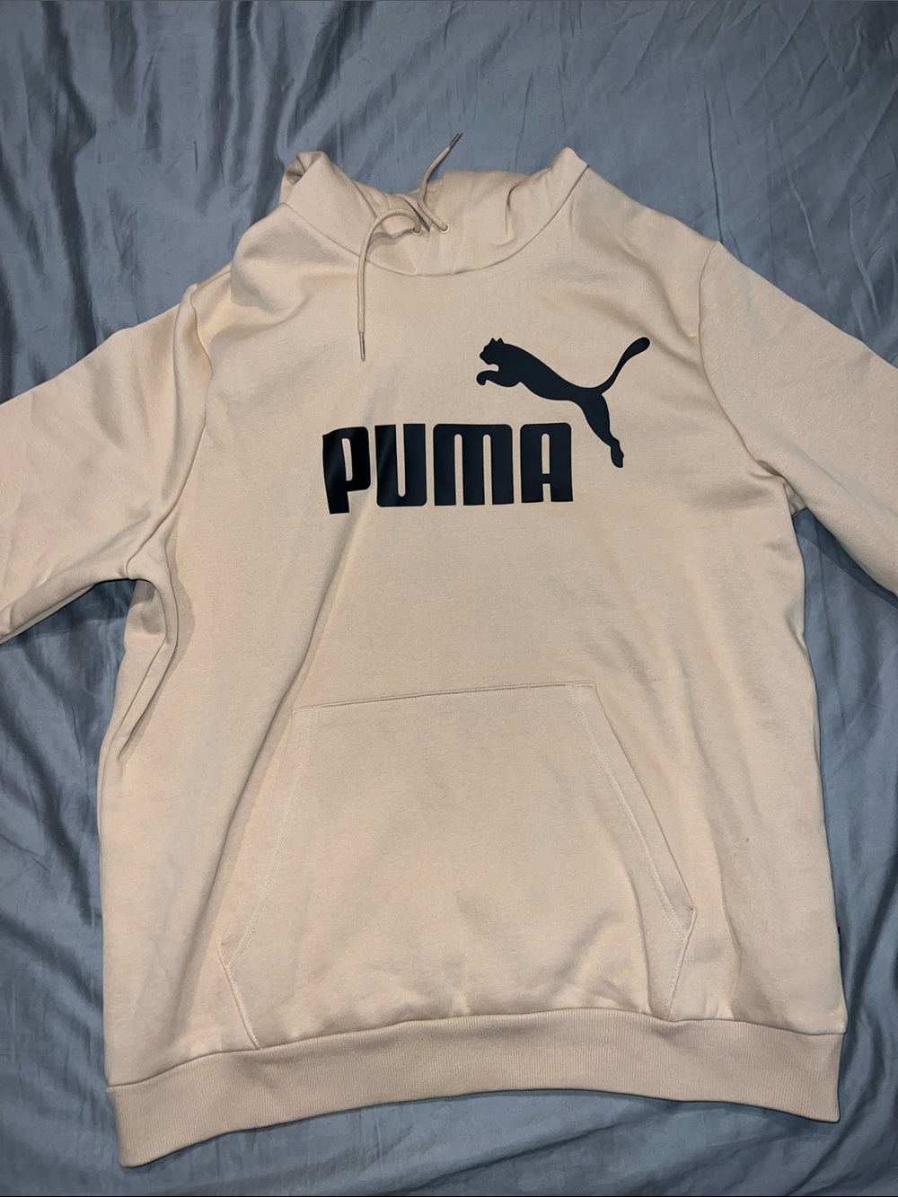 Puma Men’s Cream Crewneck Sweatshirt with Black Logo
